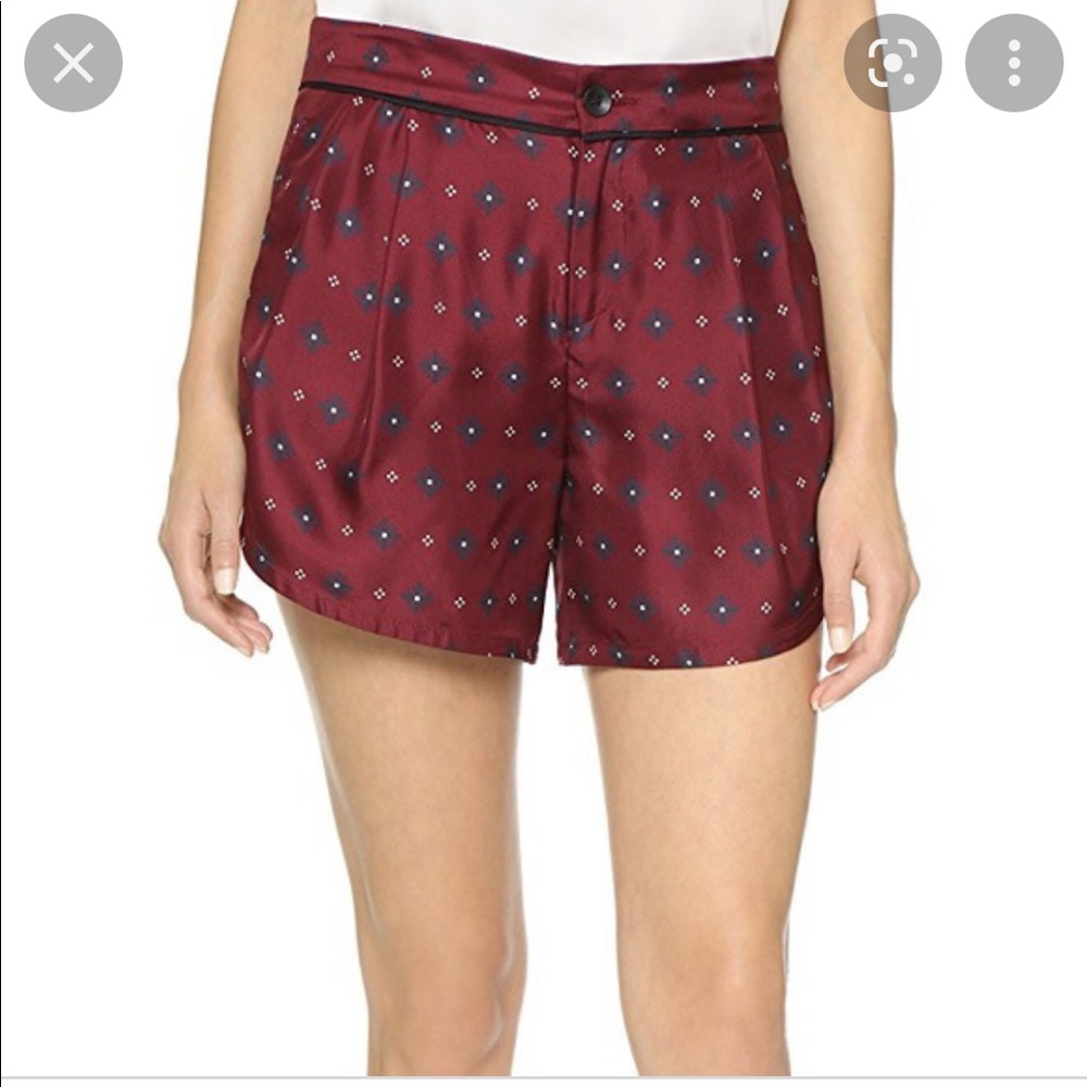 Rag and Bone Burgundy Pleated Gabrielle Shorts